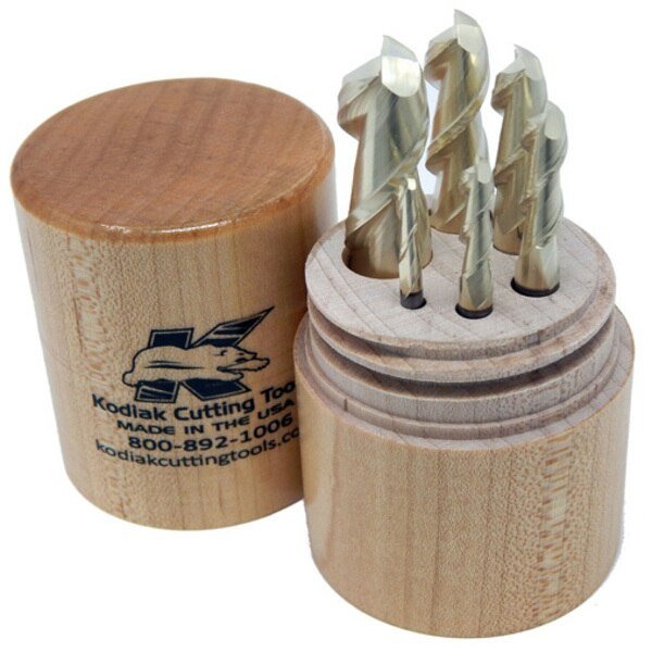 2 Flute for Aluminum Carbide End Mill Set, 6pc 1/8-1/2 ZRN Coated, Kodiak Cutting Tools, Mfr#: 56310034